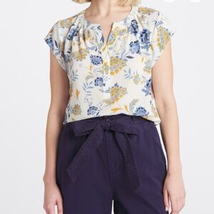 41 Hawthorn Blue and Yellow Floral Blouse